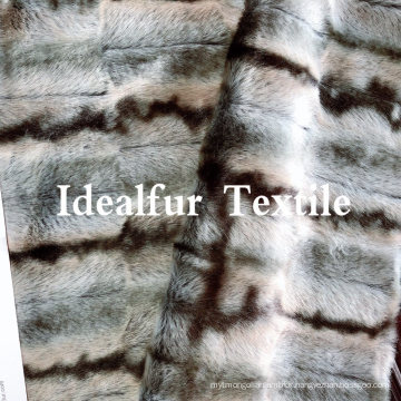 Embossed Luxury Synthetic Fur/Strip Printing Faux Animal Fur